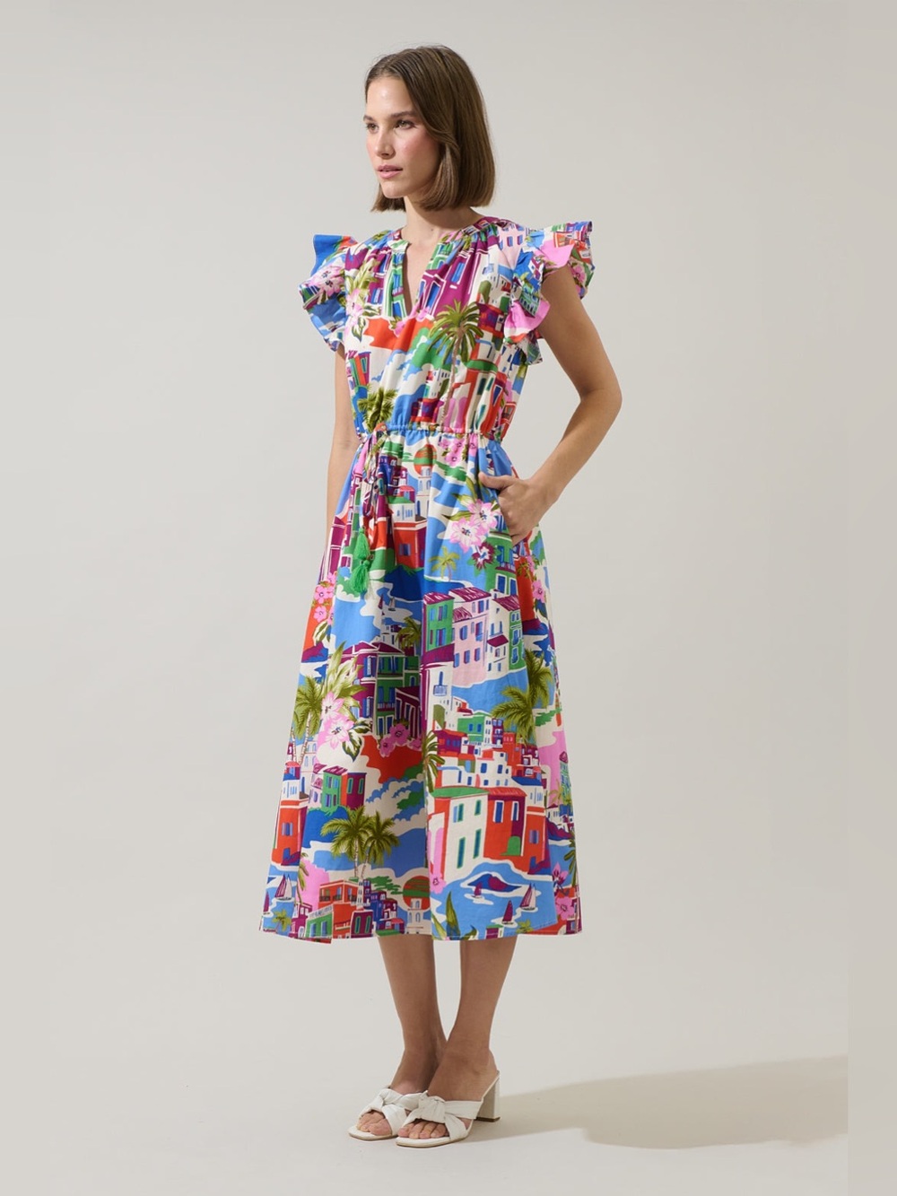 NWT Sugarlips Rumi Town Tiarna Ruffle Midi Dress